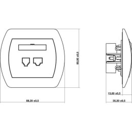 Dubbele telefooncontactdoos zilver Karlik Trend - 5GT-2
