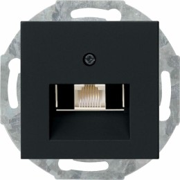 Telefooncontactdoos enkel RJ11/12 Zwart mat Gira System 55