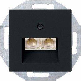 Telefooncontactdoos dubbel RJ11/12 (onafhankelijk) Zwart mat Gira System 55