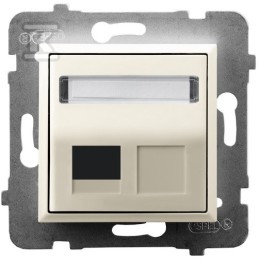 Enkele Keystone stekkerdoos, haaks, ecru ARIA GPK-1US/P/27