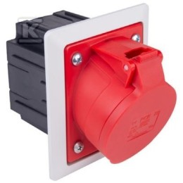 Rode haakse inbouwdoos 16A 5P met inbouwdoos en frame 415-6PKR