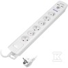 Overspanningsbeveiliging, 6 stopcontacten 2P+Z, kabel 3x1,0mm, lengte 3m, met tweesporige verlichte schakelaar, 10A/230 VAC, overspanningsbeveiliging Type 3: Uoc: 4kV (L-N, L/NPE), Up: 2,2kV( L-N) ,L/N-PE), 375J, lader 2xUSB 2.1A, wit OR-AE-13163/3M