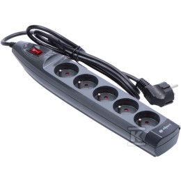 Beschermstrip met schakelaar, 5 stopcontacten, grafiet, 1,5 m FMP7115