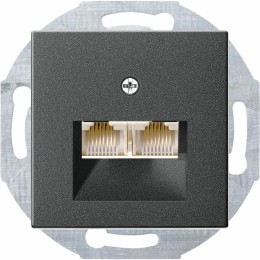 Telefooncontactdoos dubbel RJ11/12 (parallel) Antraciet Gira System 55